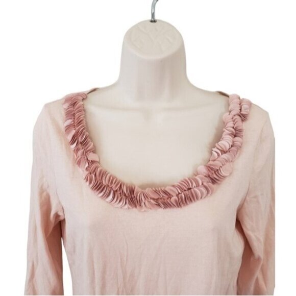 Talbots Super Soft 100% Pima Cotton Top Size SP Ruffle Neck NWOT - Picture 3 of 10